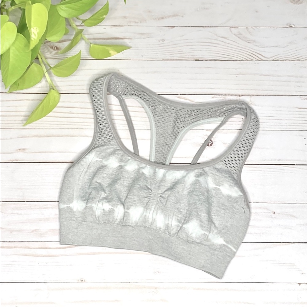 Champion Sport Bra Gray + White Tie Dye design